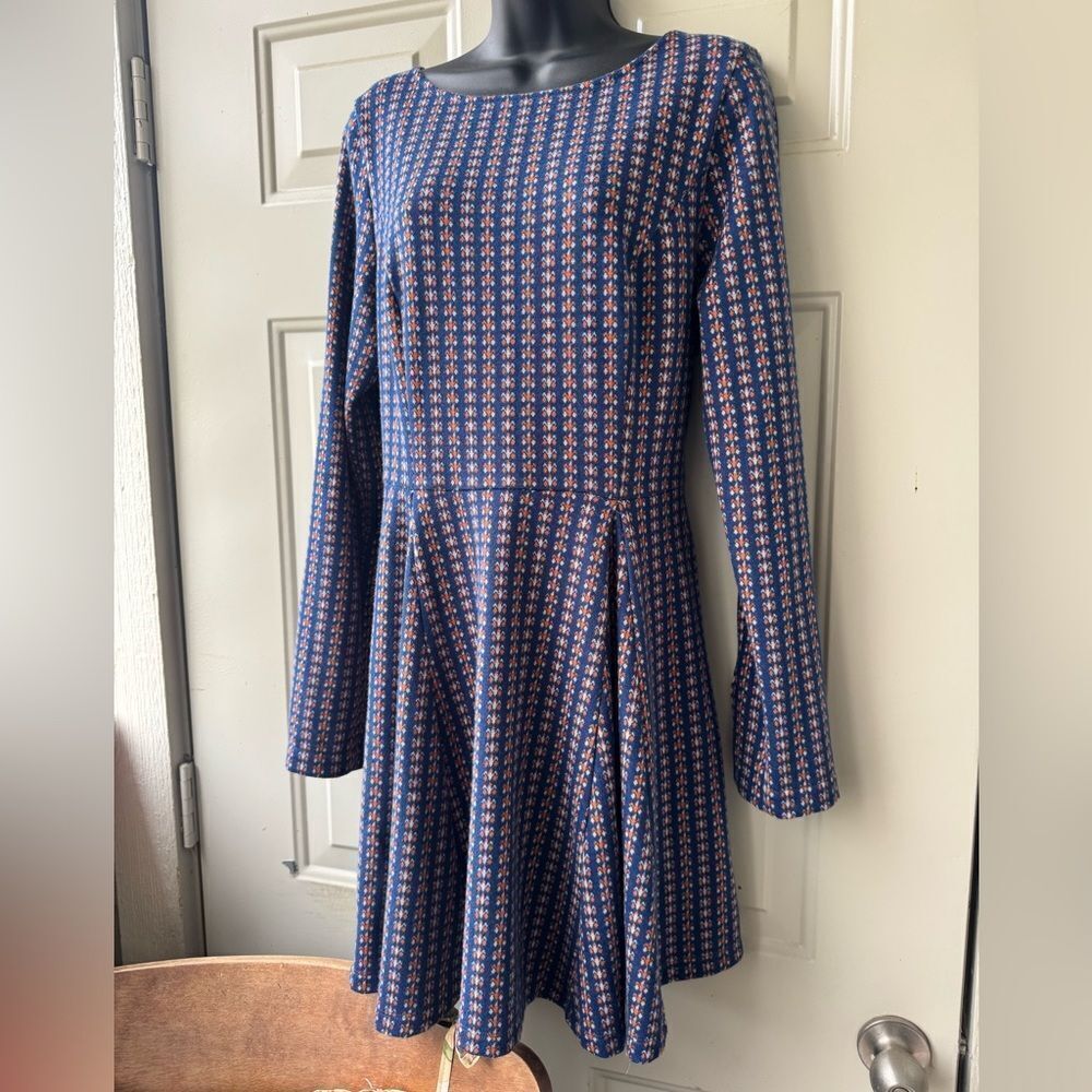 Anthropology Jacquard A-Line Sweater Mini Dress Size Large - Picture 4 of 13